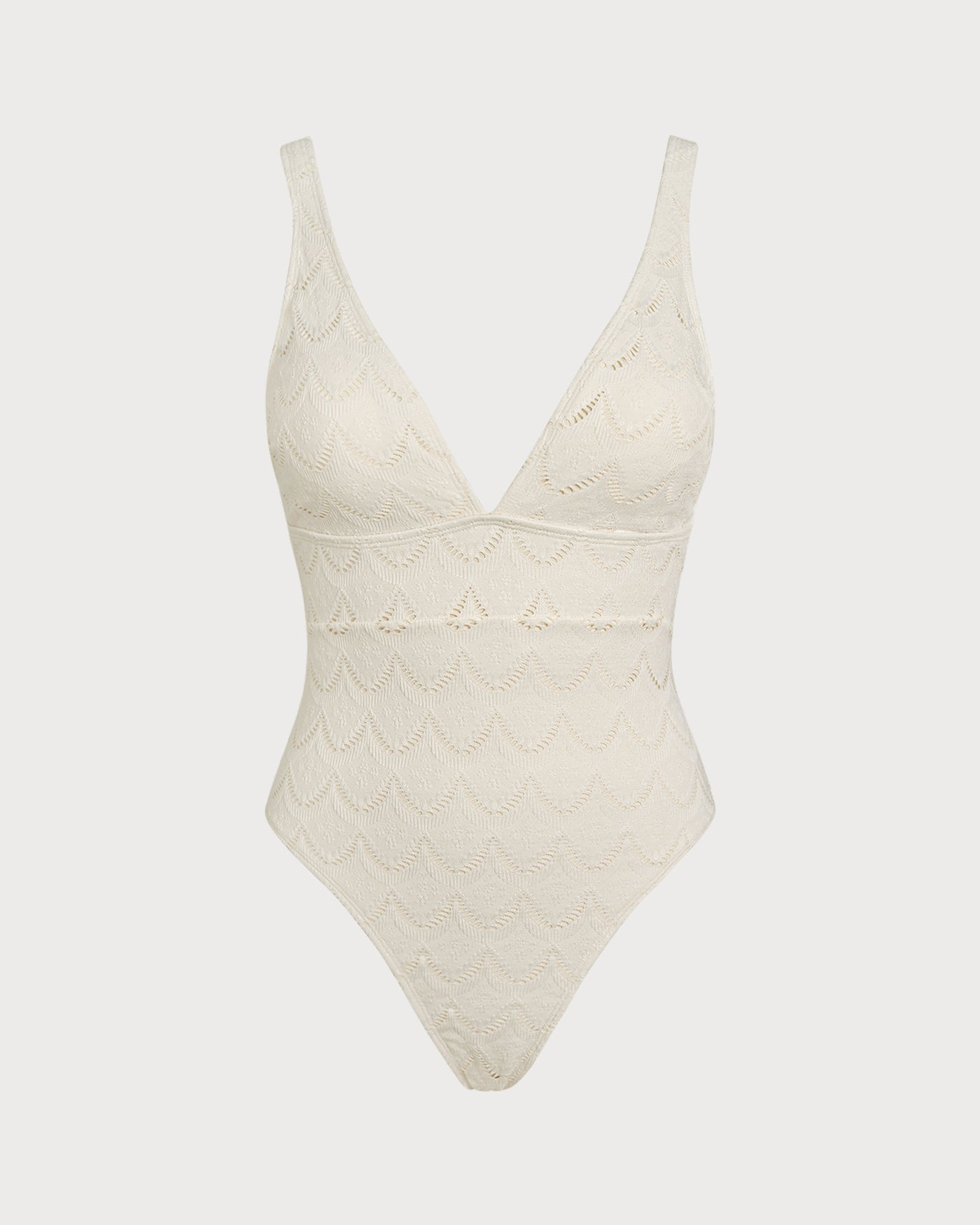 Off White Bralette Textured One Piece Swimwear