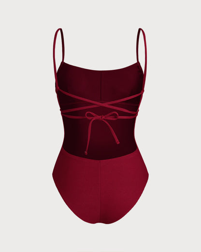 Red Bralette X Cross One Piece Swimwear