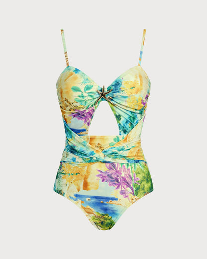 Floral Twist One Piece Swimwear