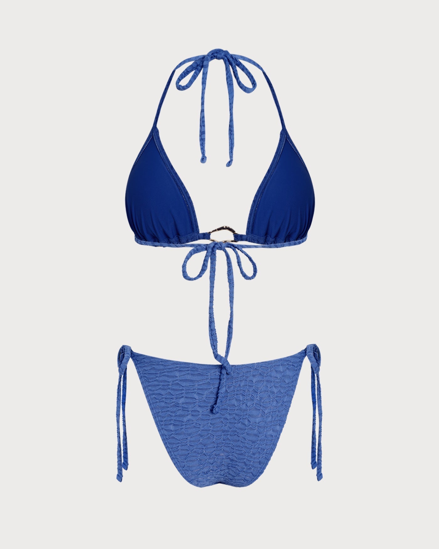 Blue Halter Triangle Bikini Set