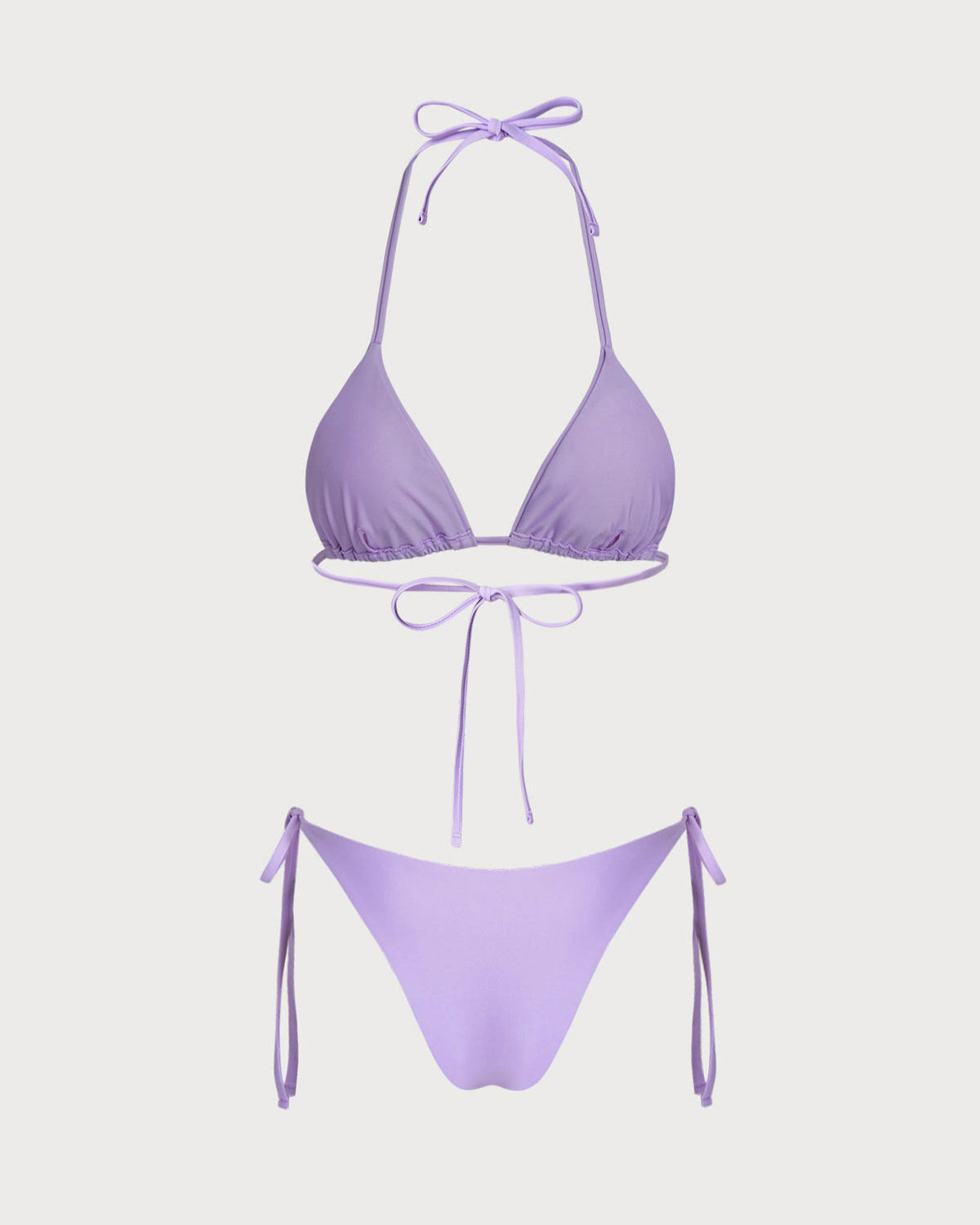 Purple Drawstring Triangle Bikini Set