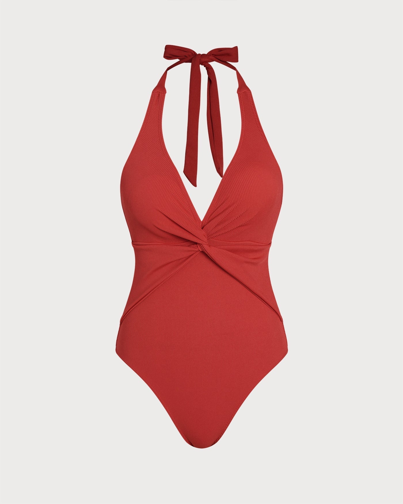 Red Halter Triangle One Piece Swimwear