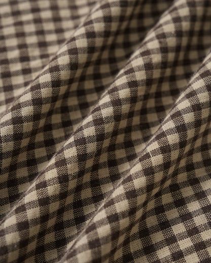 Brown Gingham Collar Cotton Mini Dress