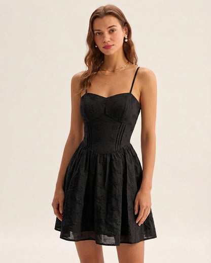Black Sweetheart Neck Slip Mini Dress