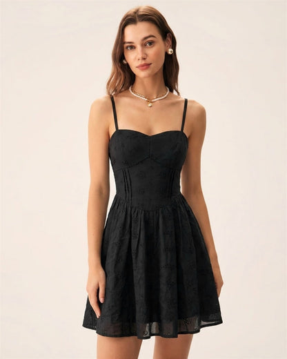 Black Sweetheart Neck Slip Mini Dress