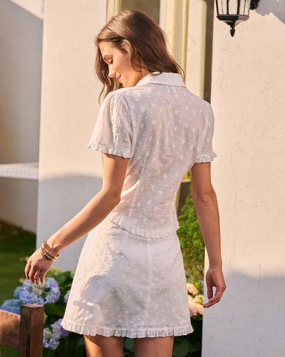 White Ruffle A-Line Mini Skirt