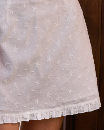 White Ruffle A-Line Mini Skirt