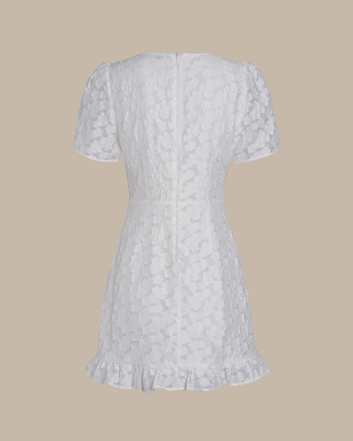 White V Neck Jacquard Mini Dress
