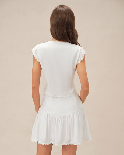 White Cap Sleeve Button Blouse