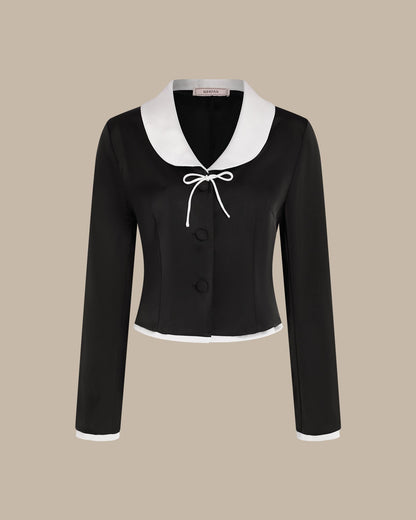 Black Collar Satin Blouse