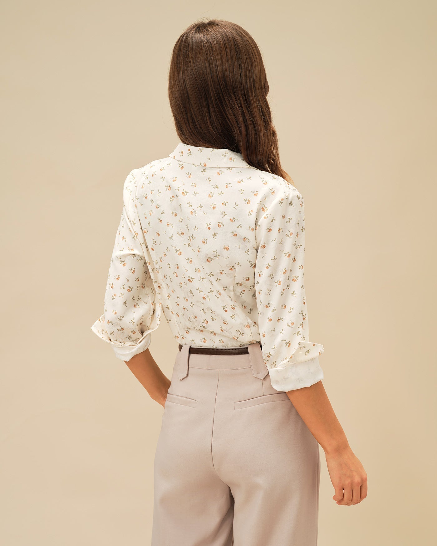 Apricot Floral Collar Blouse