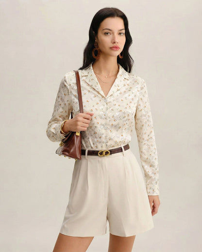 Apricot Floral Collar Blouse
