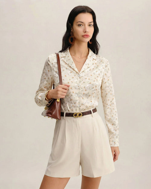 Apricot Floral Collar Blouse