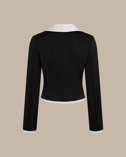 Black Collar Satin Blouse