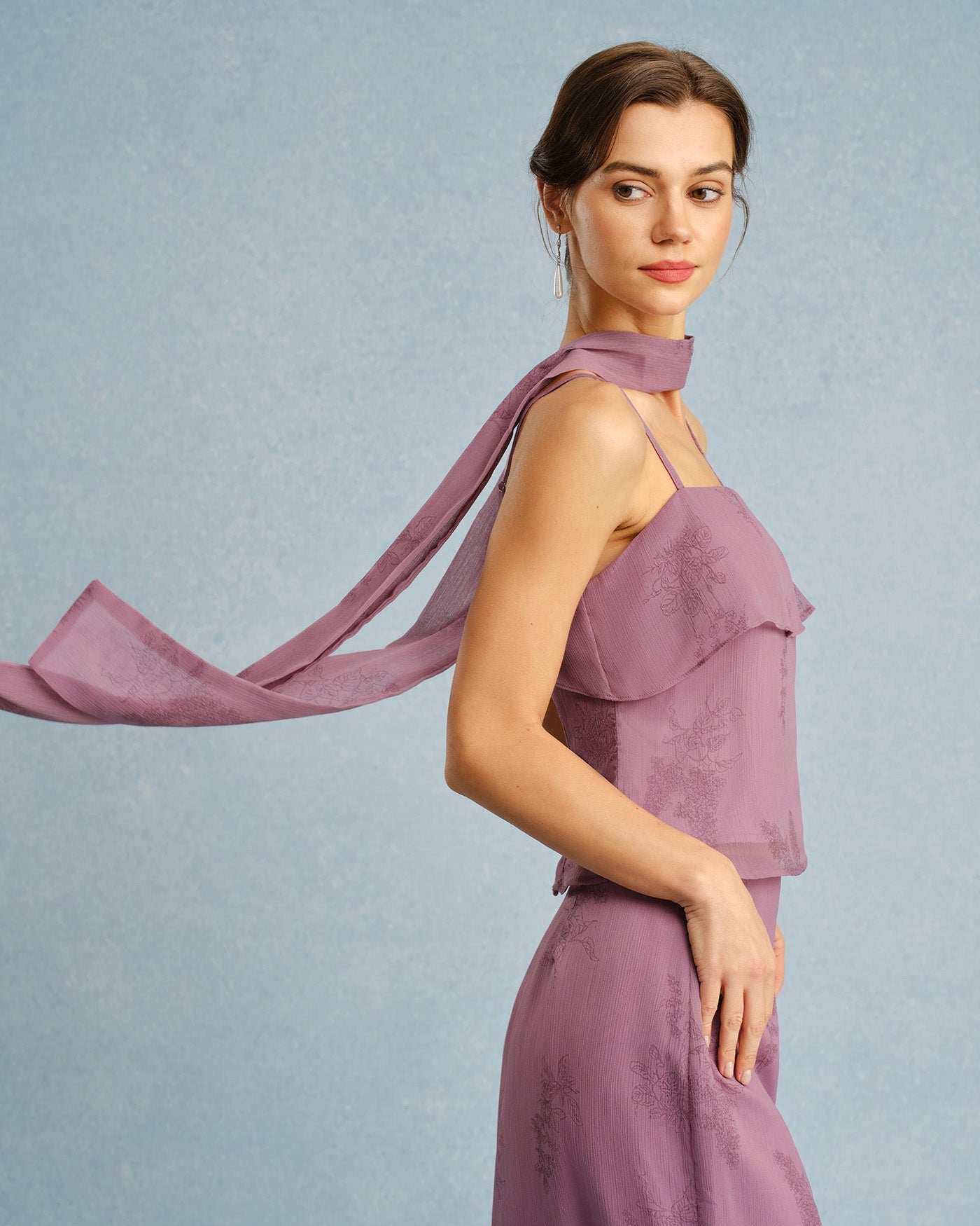 Purple Square Neck Tie Cami Top