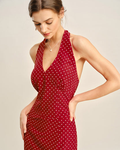 Red Halter Polka Dot Cami Top