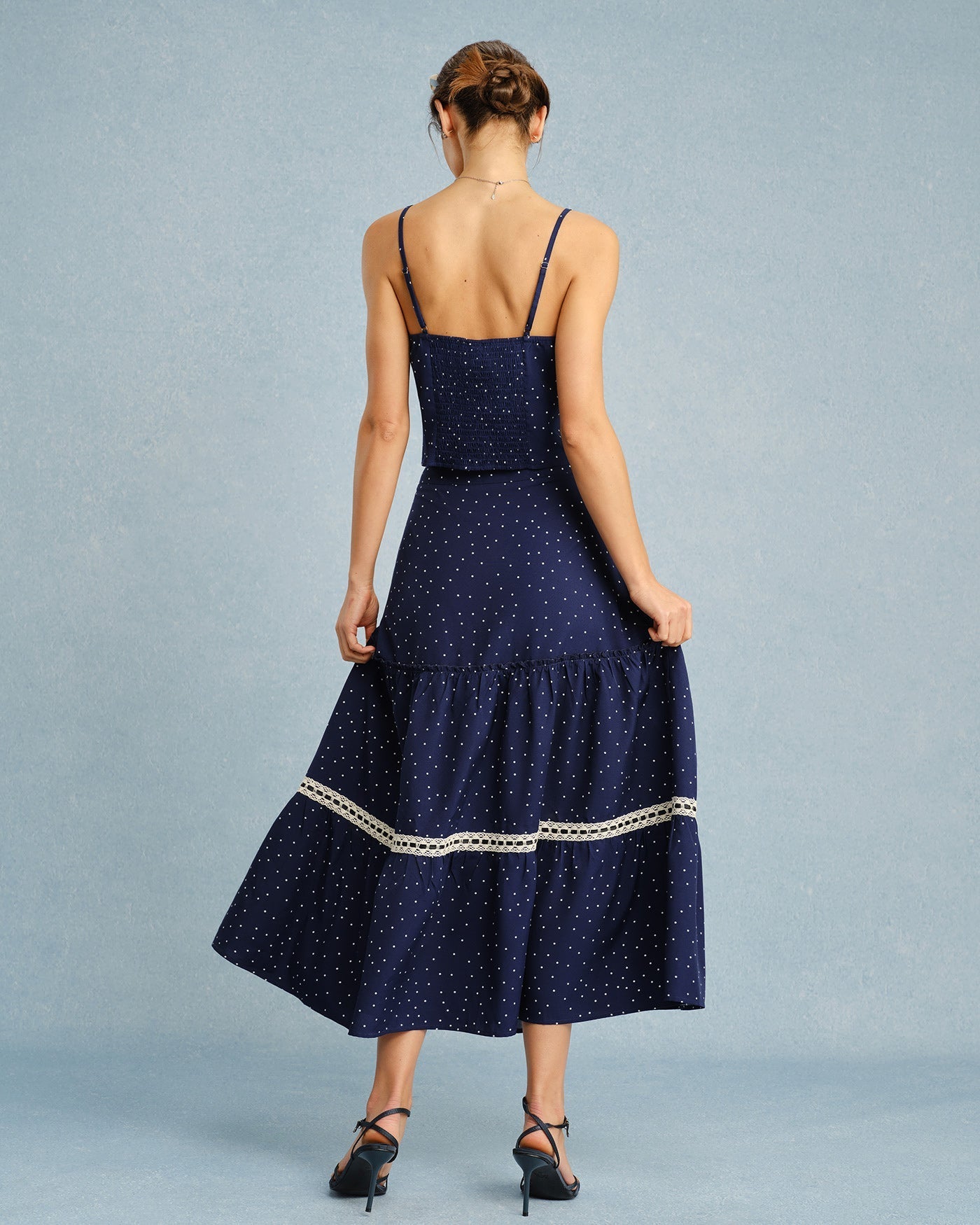 Navy Polka Dot Bowknot Cami Top