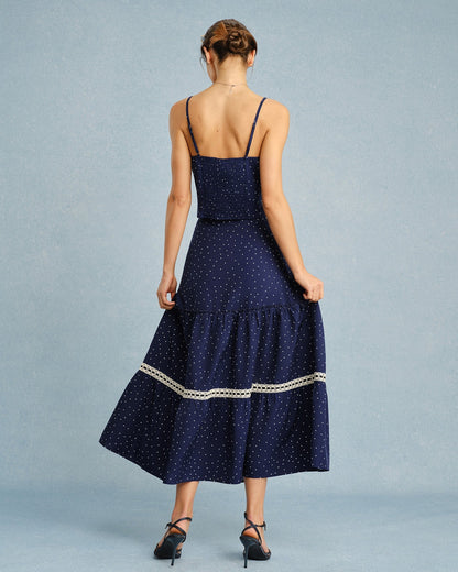 Navy Polka Dot Bowknot Cami Top