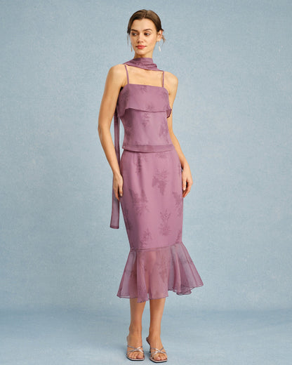 Purple Square Neck Tie Cami Top