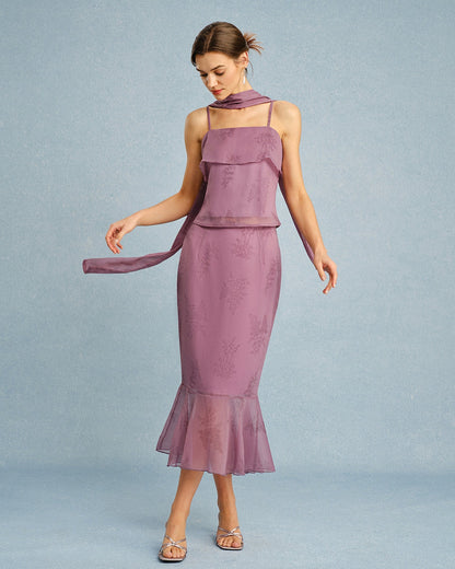 Purple Square Neck Tie Cami Top