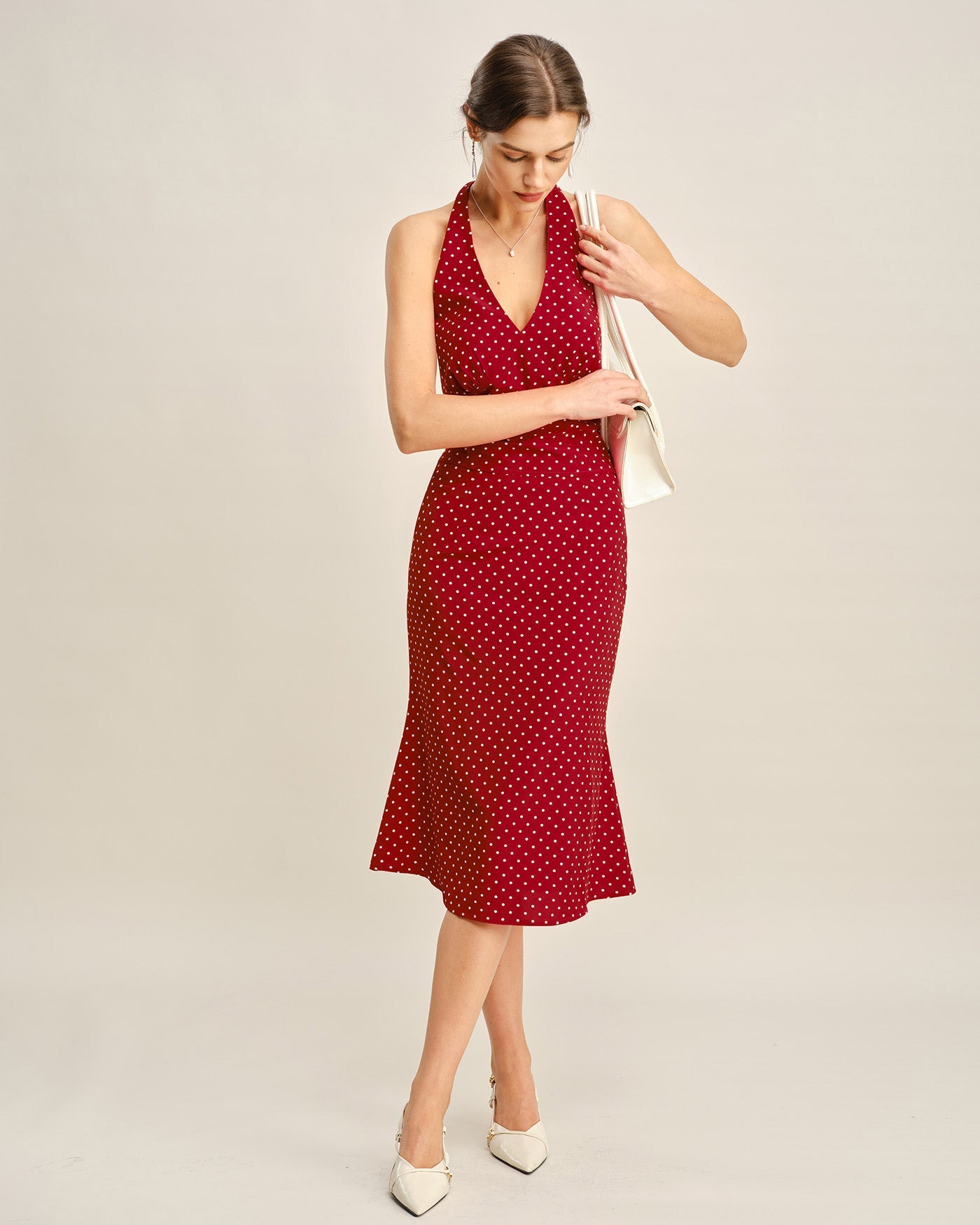 Red Halter Polka Dot Cami Top
