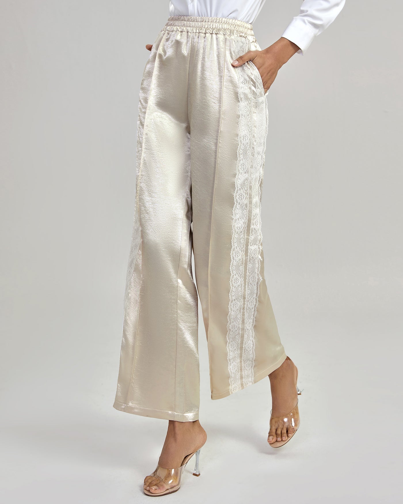 Apricot Elastic Waist Casual Pant