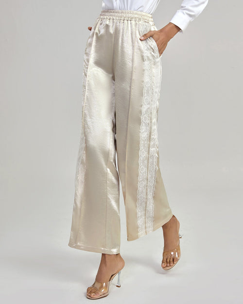 Apricot Elastic Waist Casual Pant