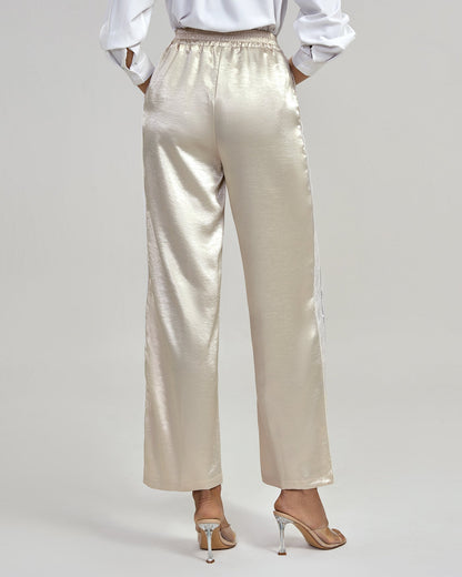 Apricot Elastic Waist Casual Pant