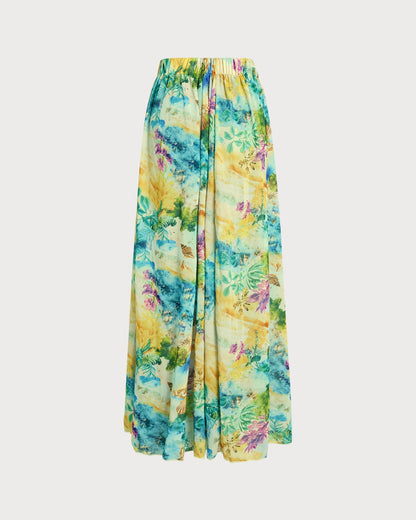 Floral Elastic Waist Cover-up