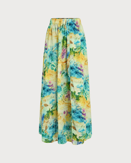 Floral Elastic Waist Cover-up