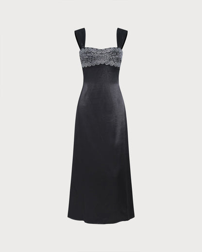 Black A-Line Slip Maxi Dress