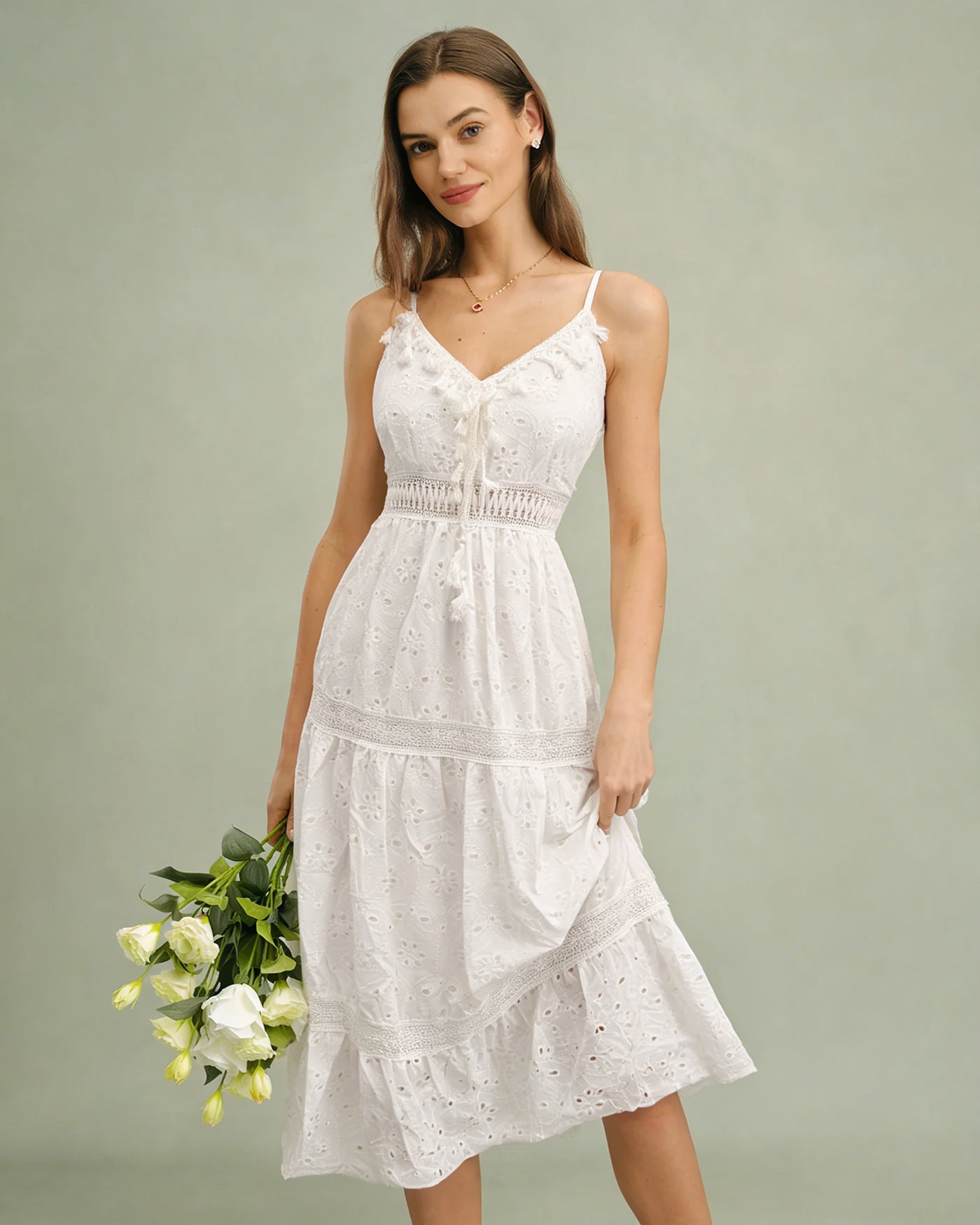 White Shirred Slip Maxi Dress