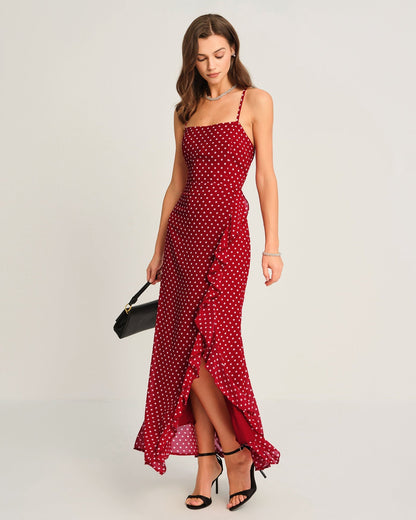 Red Polka Dot Slip Maxi Dress