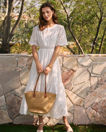 White V Neck Floral Maxi Dress