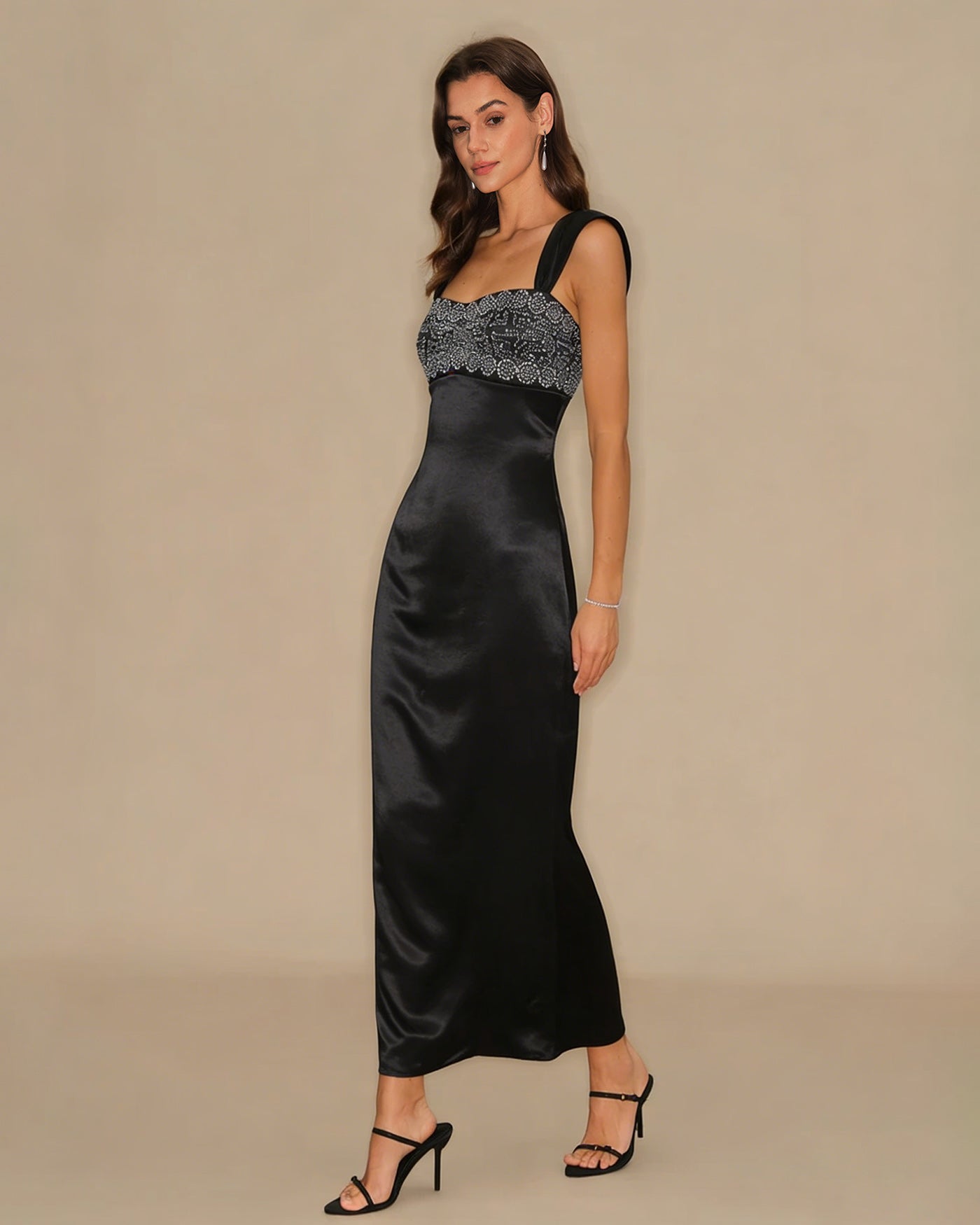 Black A-Line Slip Maxi Dress