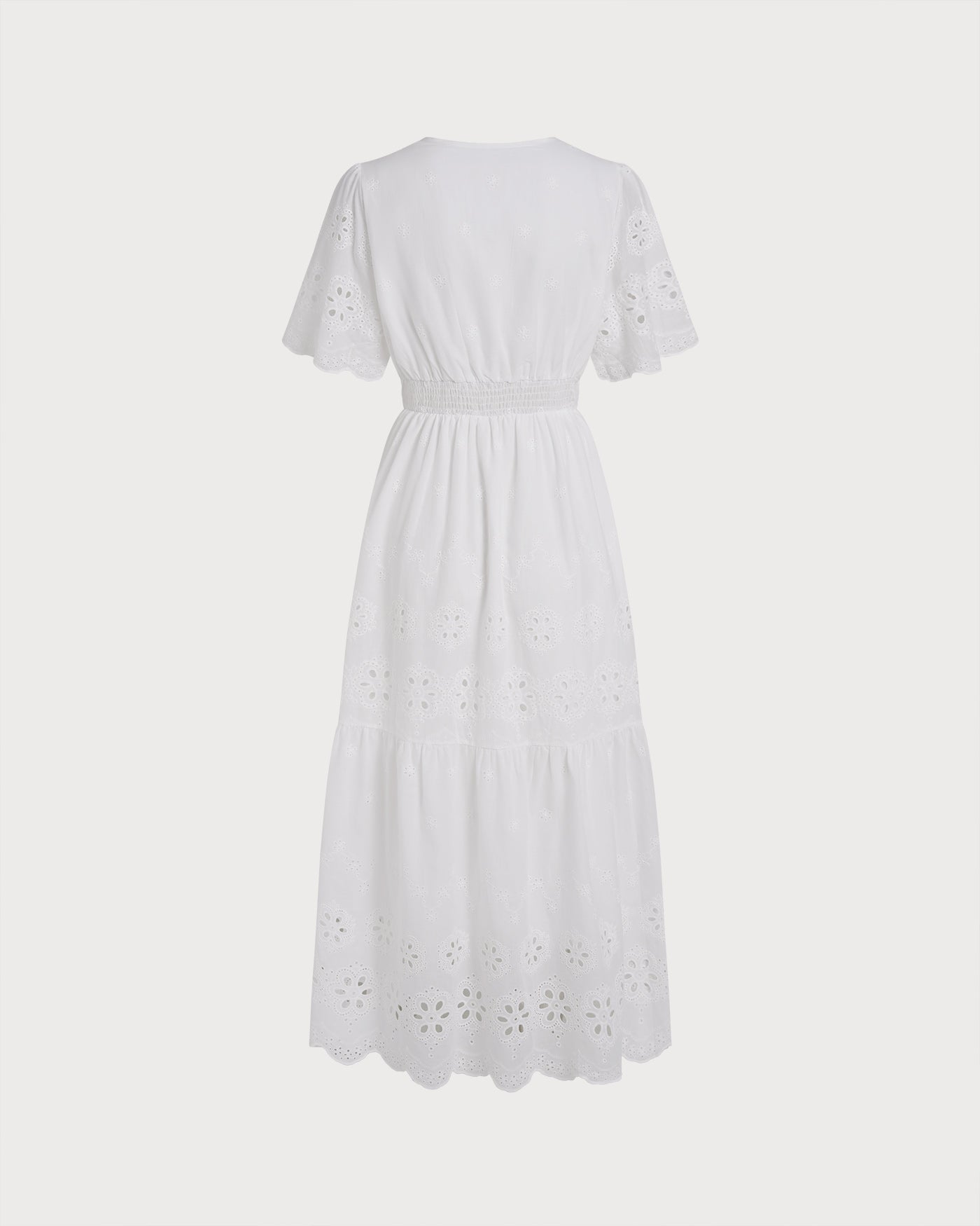 White V Neck Floral Maxi Dress