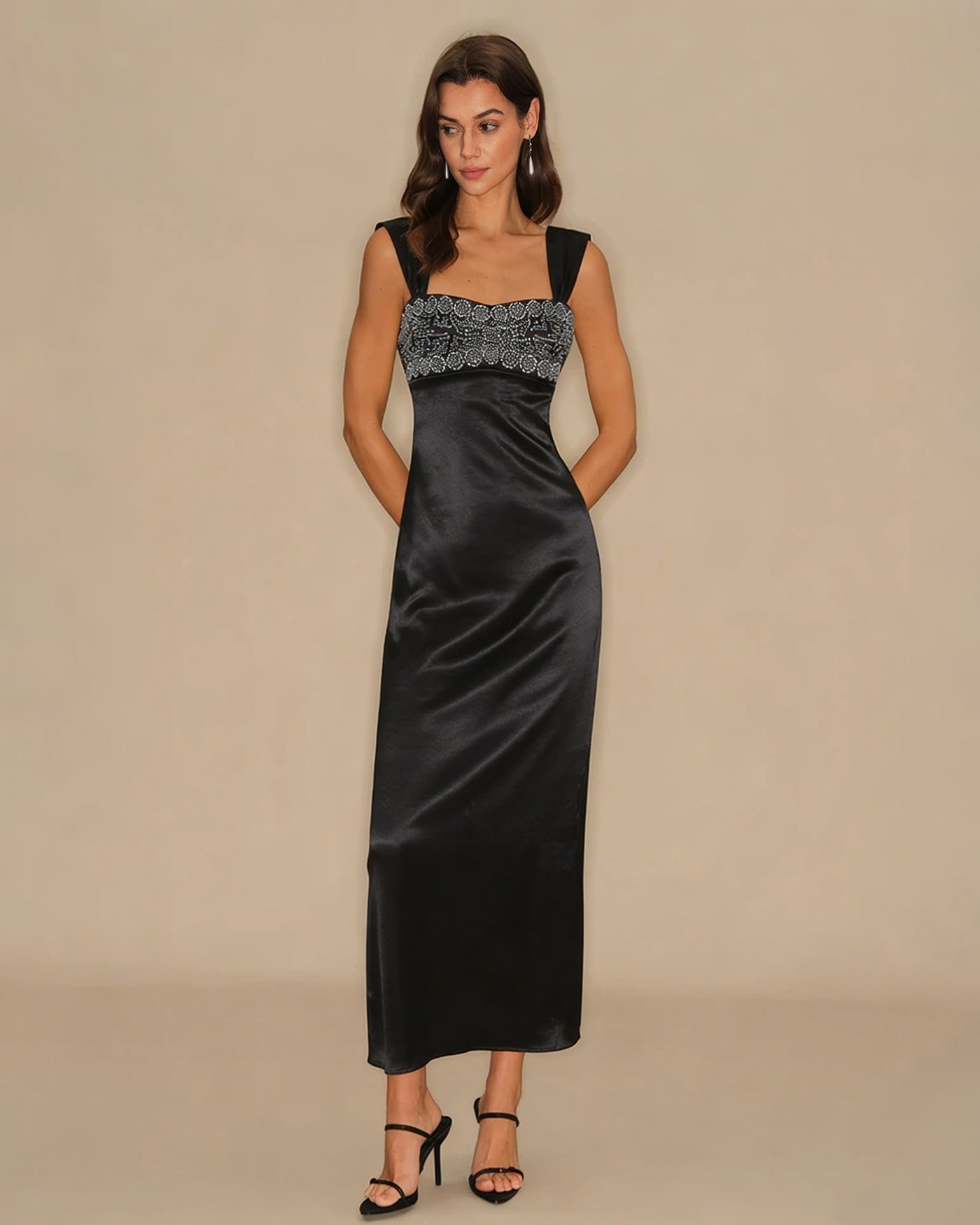 Black A-Line Slip Maxi Dress