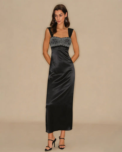 Black A-Line Slip Maxi Dress