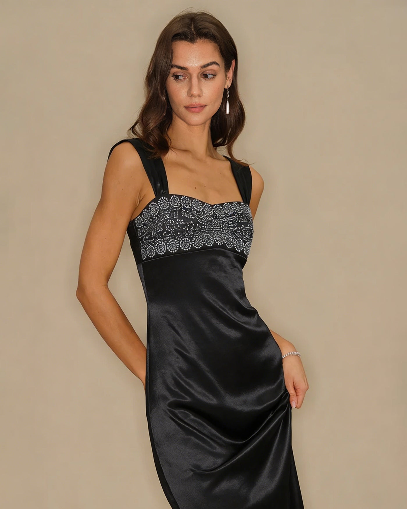 Black A-Line Slip Maxi Dress