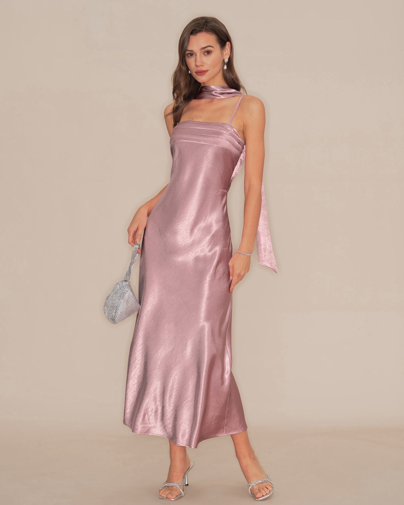 Pink Slip Mermaid Satin Maxi Dress