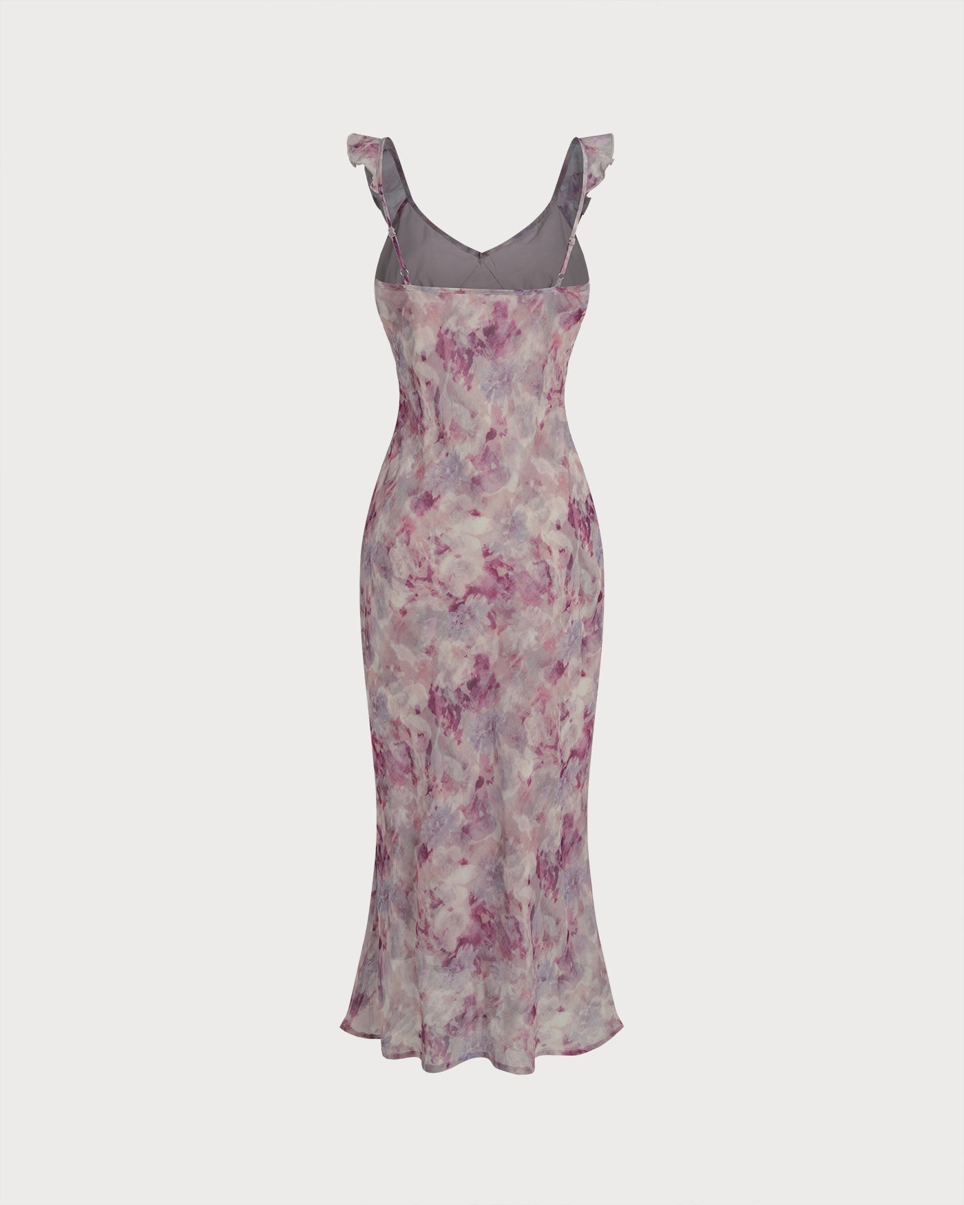 Purple Ruffle A-Line Slip Maxi Dress