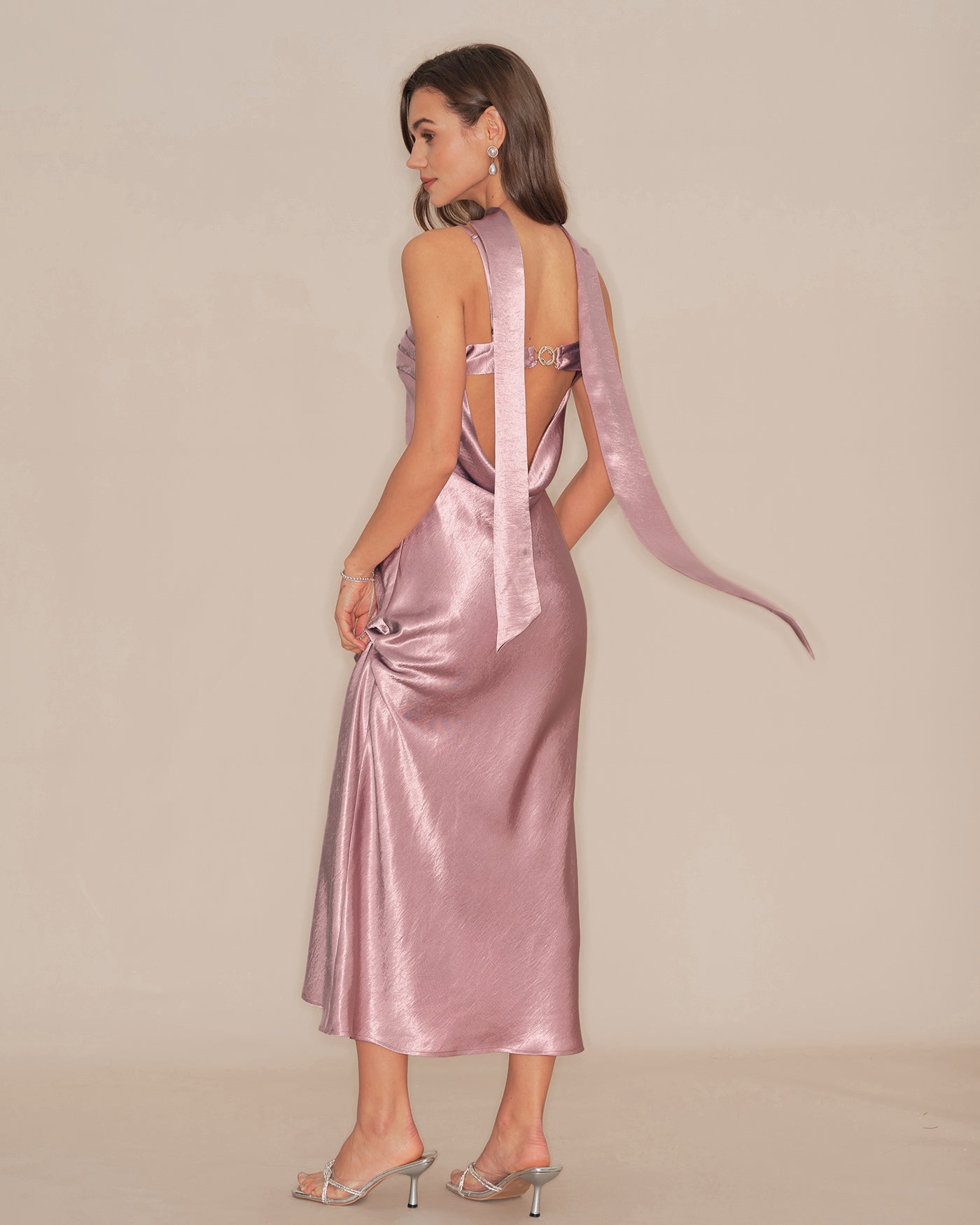 Pink Slip Mermaid Satin Maxi Dress