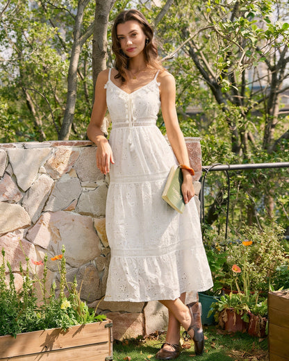 White Shirred Slip Maxi Dress