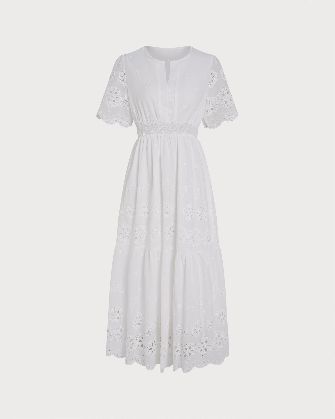 White V Neck Floral Maxi Dress