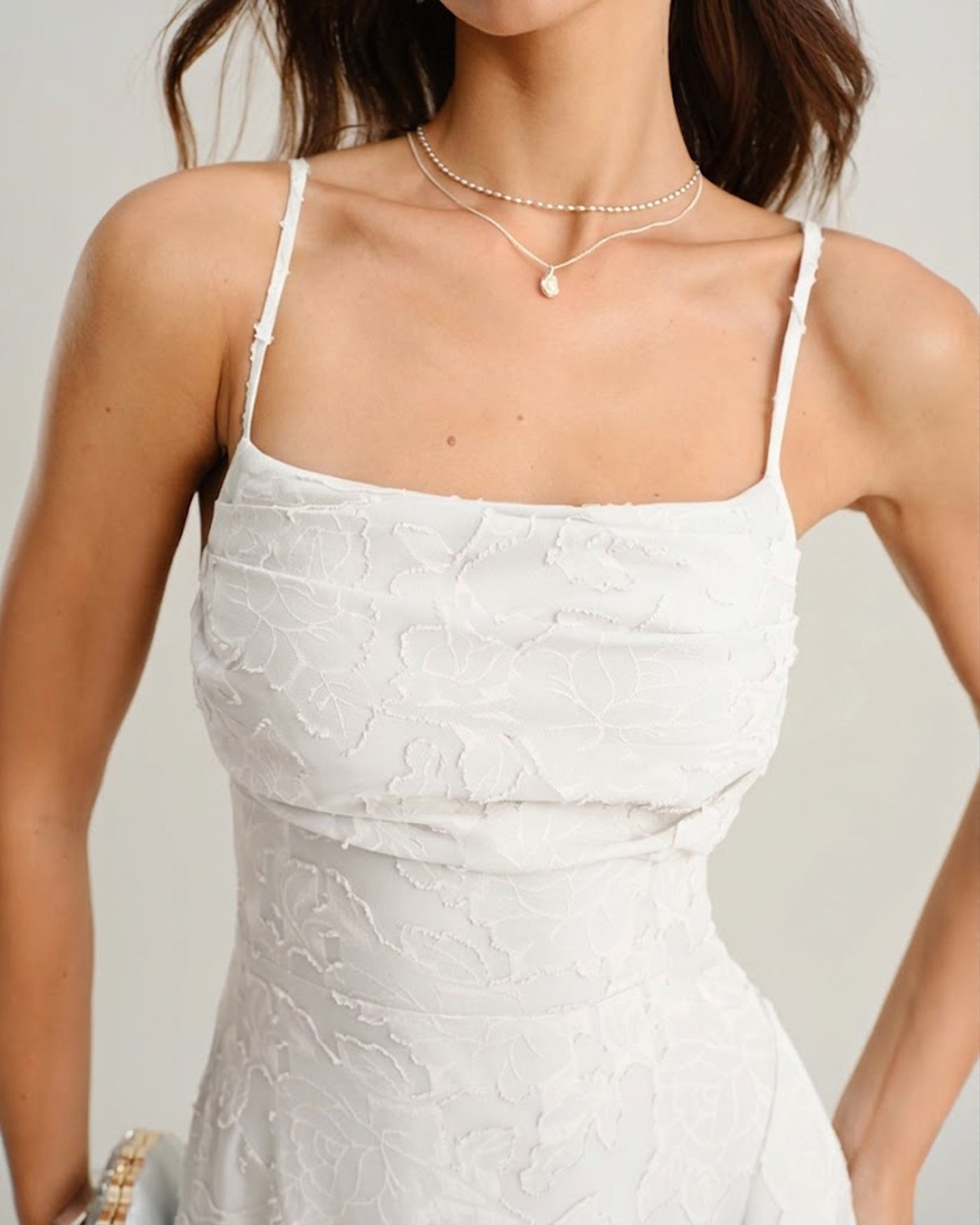 White X Cross Jacquard Slip Maxi Dress