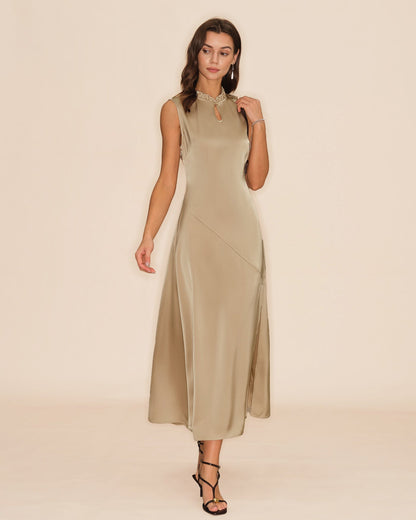 Apricot Ruffled Midi Dress
