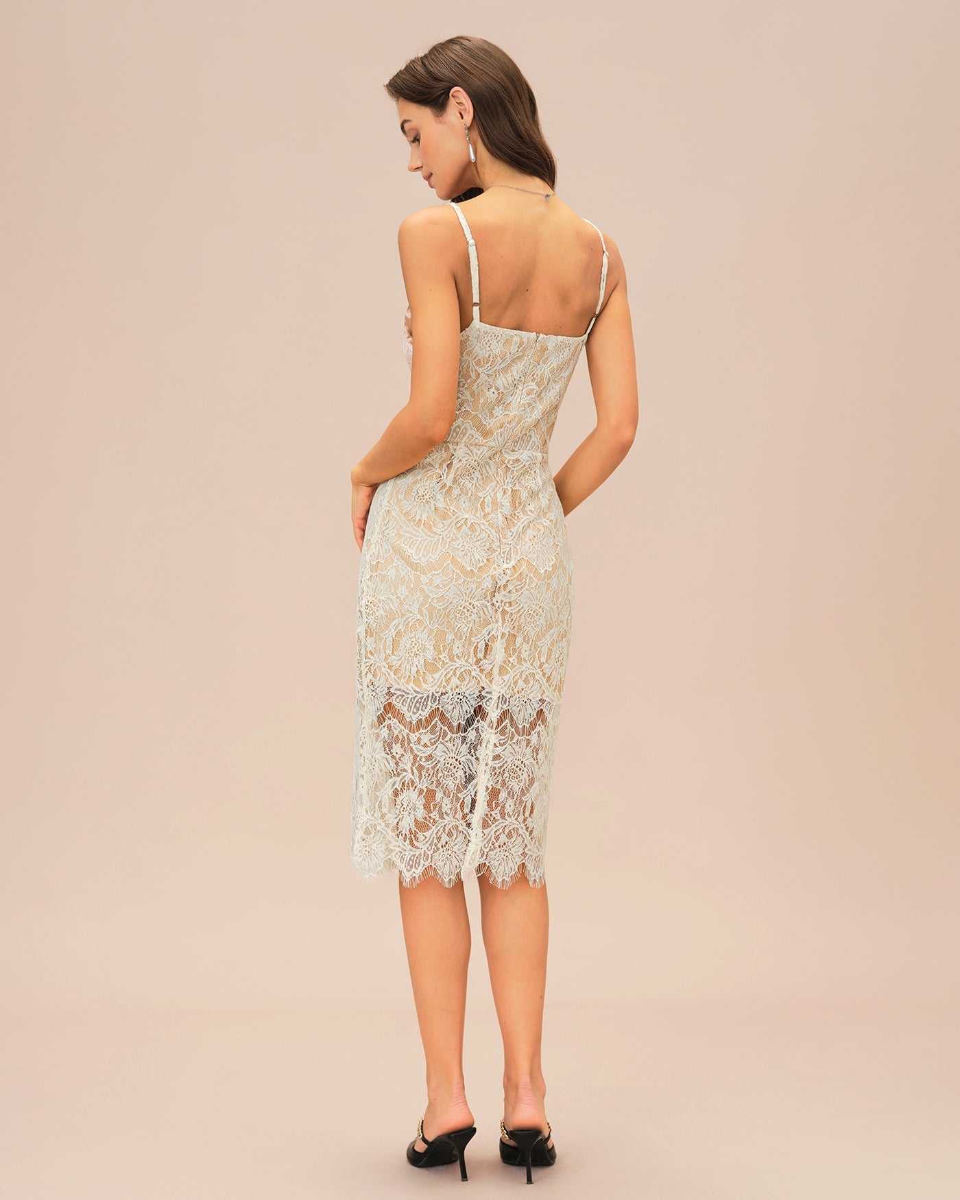 Off White Floral Textured Midi Dress