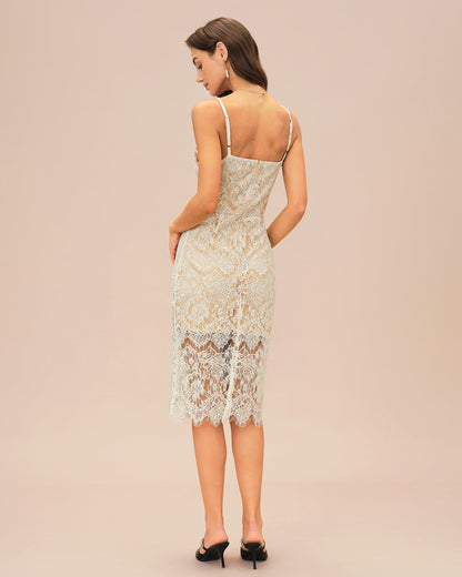 Off White Floral Textured Midi Dress