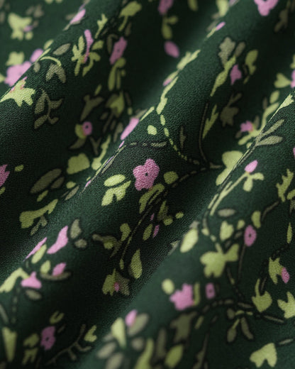 Green V Neck Floral Midi Dress