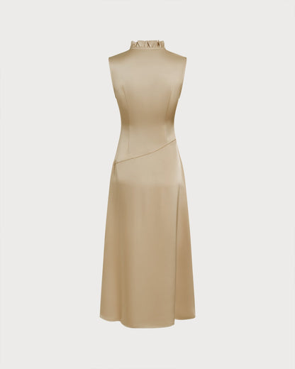 Apricot Ruffled Midi Dress